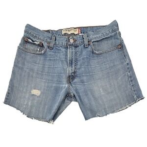Levis 527 Cut Off Denim Shorts Womens 34 Raw Hem Distressed Festival